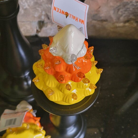 NEW Mr. Halloween Set of 4 Mini Candy Corn Lighted Trees - Picture 4 of 8